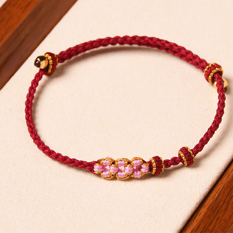 KarmaRipple's Handmade Peach Blossom Protection Woven Rope Bracelet p8