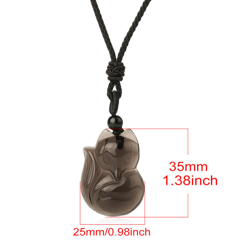 KarmaRipple's Authentic Black Obsidian Tiger Eye Ice Obsidian Fox Necklace Amulet Pendant p15
