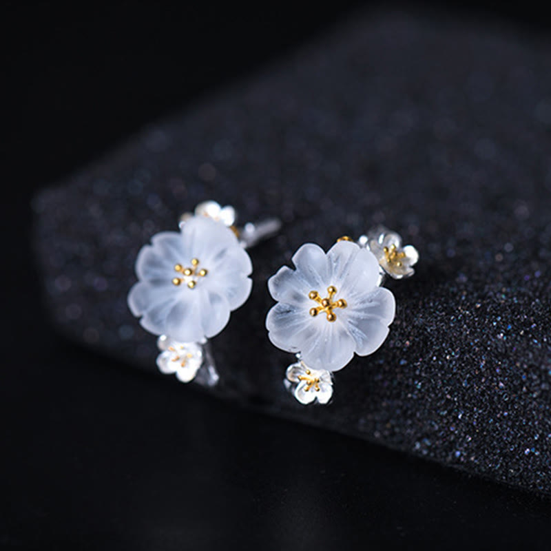 KarmaRipple's 925 Sterling Silver Plum Blossom Floral Blessing Earrings p20