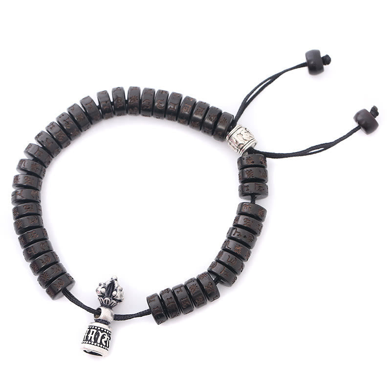 KarmaRipple's Tibet Coconut Shell Carved Om Mani Padme Hum Dorje Vajra Bell Happiness String Bracelet p4