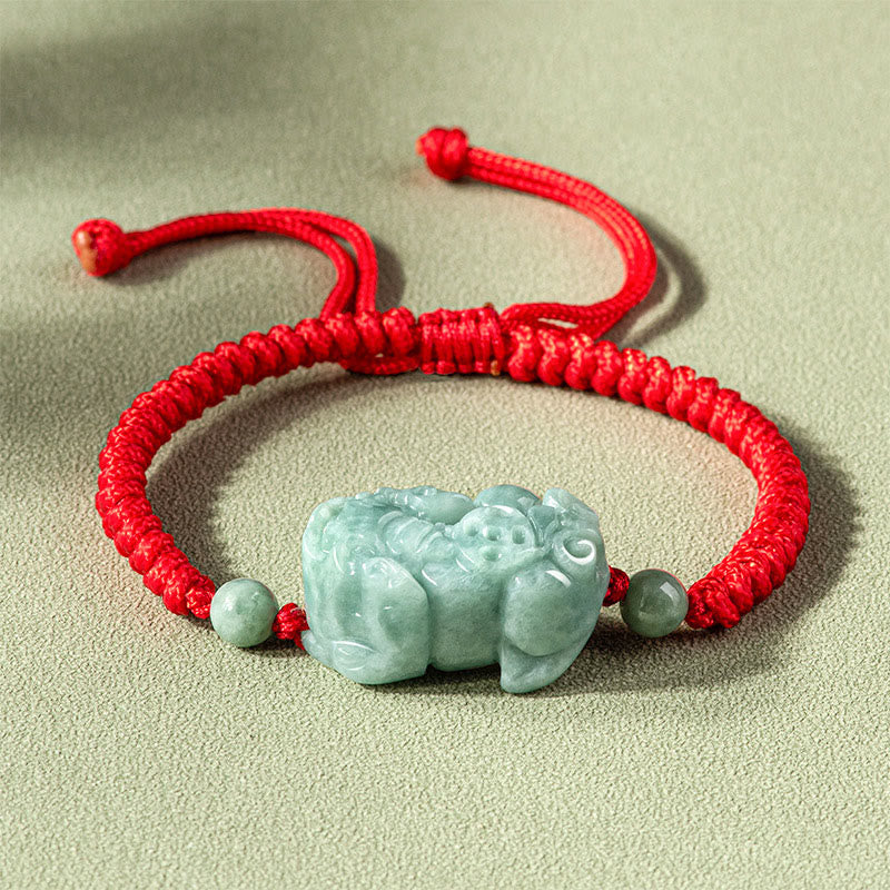KarmaRipple's Handmade Authentic Jade PiXiu Protection King Kong Weave Woven String Bracelet p16