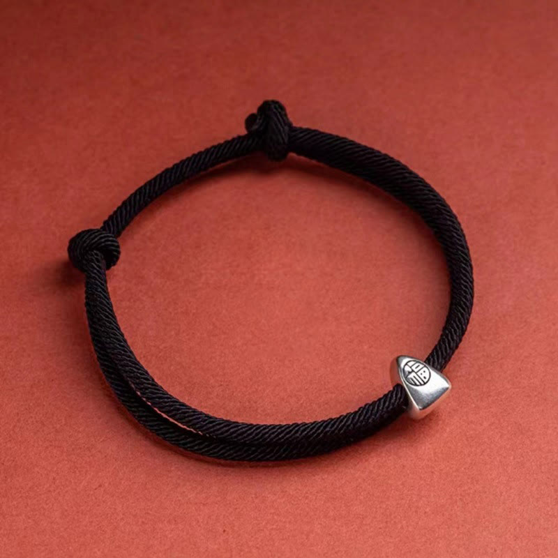 KarmaRipple's 925 Sterling Silver Fu Character Blessing Handmade Woven Bracelet p3