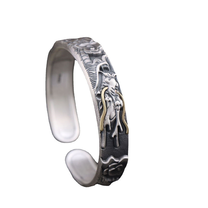 KarmaRipple's 999 Sterling Silver Dragon Strength Protection Bracelet Bangle p5