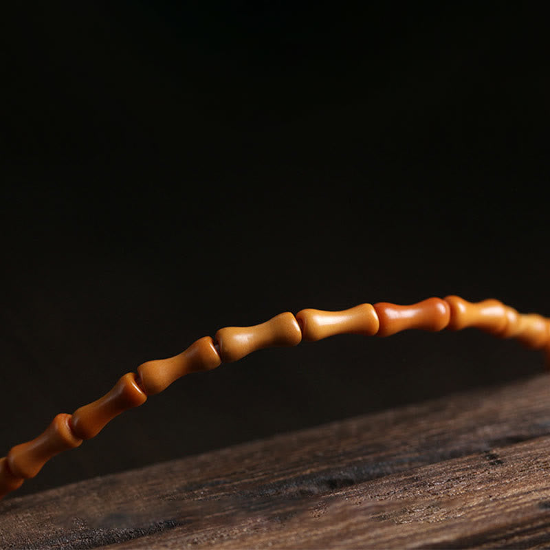KarmaRipple's Authentic Olive Pit Green Aventurine Bamboo Pattern Fortune Bracelet p7