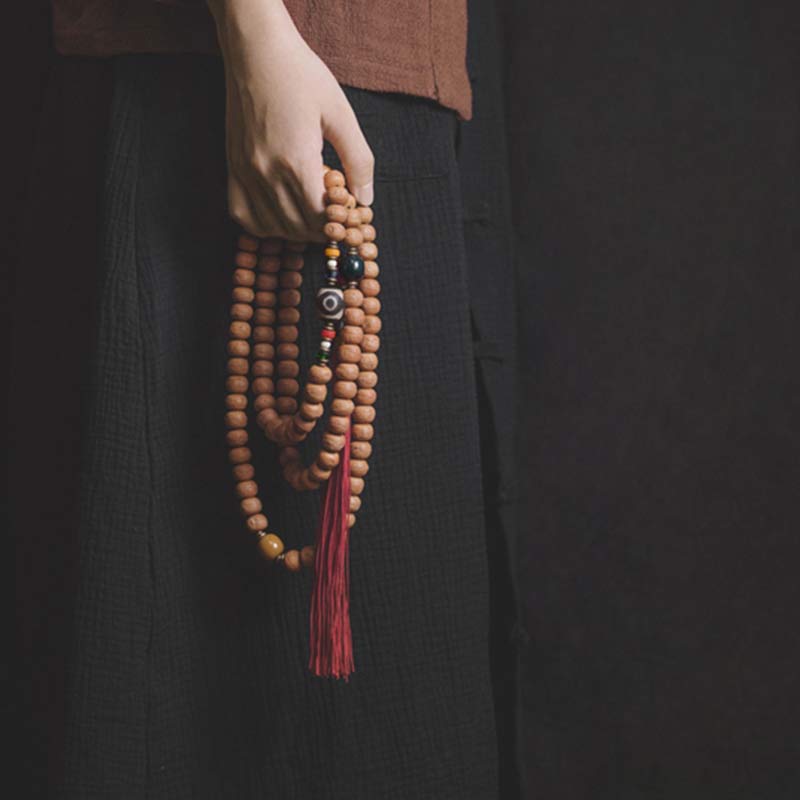 KarmaRipple's 108 Mala Beadwork Bodhi Seed Dzi Bead Peace Tassel Bracelet p3