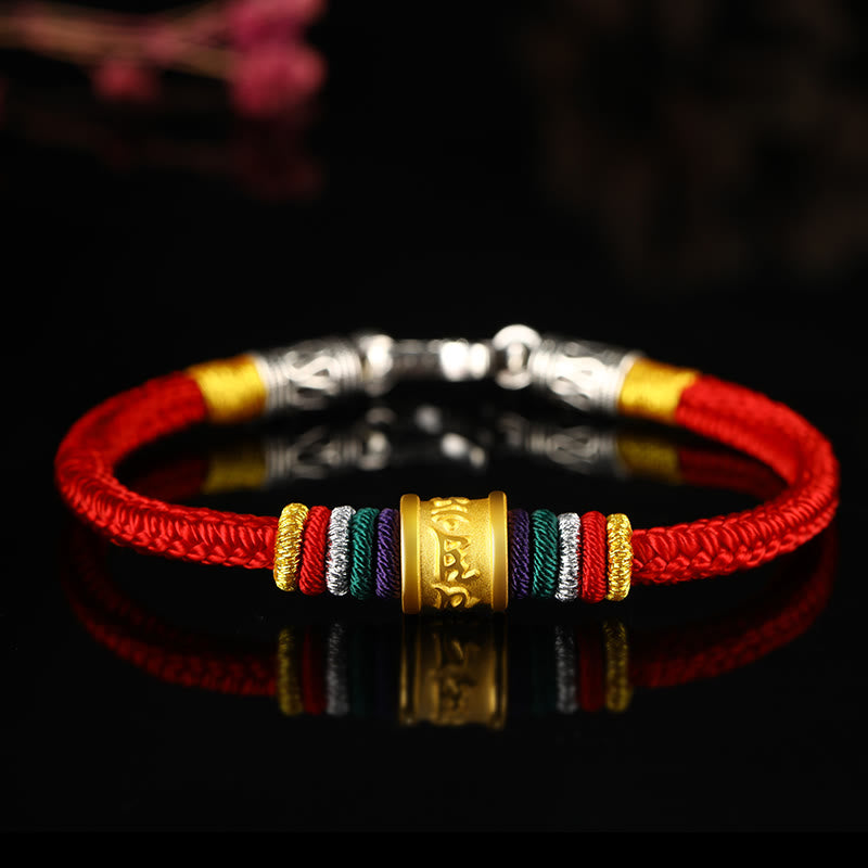 KarmaRipple's Tibet 999 Gold Om Mani Padme Hum Handmade Eight Thread Peace Weave Fortune Bracelet p60