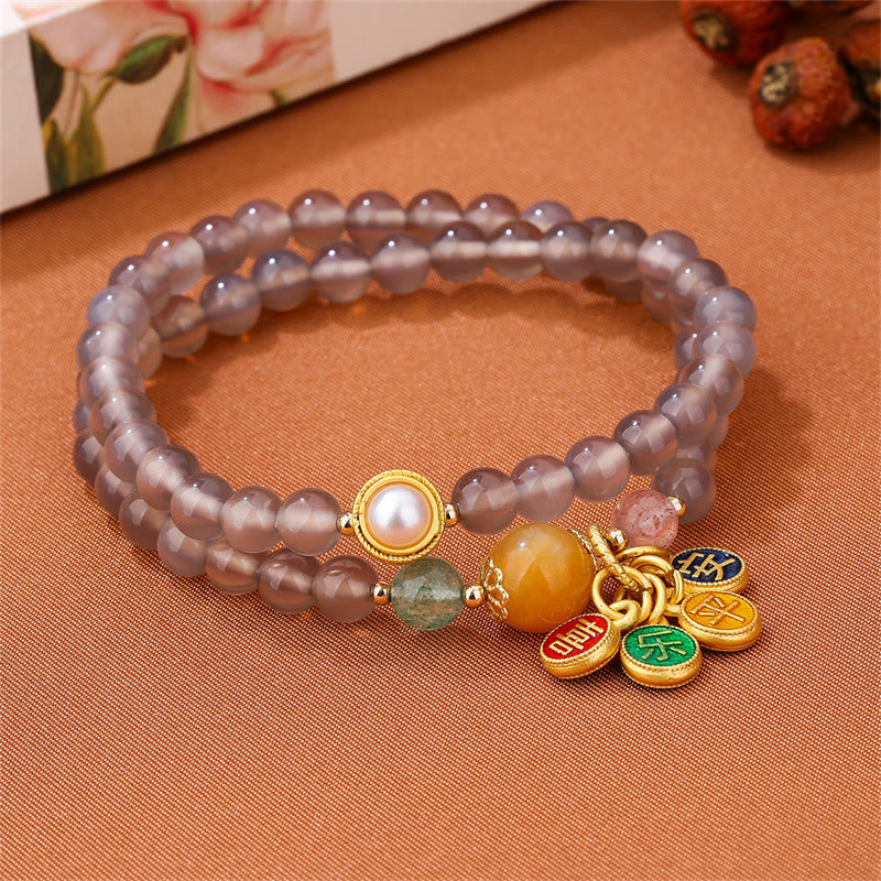KarmaRipple's Authentic Gray Agate Peace And Joy Talisman Balance Double Wrap Bracelet p3