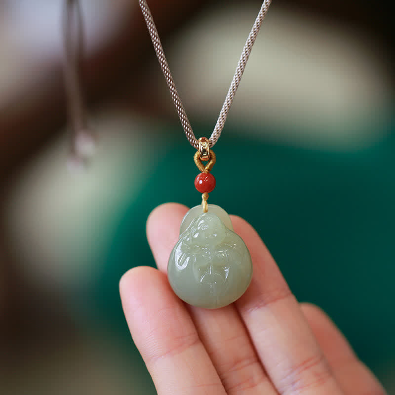 KarmaRipple's Laughing Buddha Hetian Jade Wealth Prosperity String Pendant Necklace p6