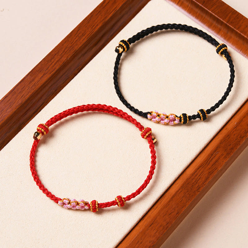 KarmaRipple's Handmade Peach Blossom Protection Woven Rope Bracelet p21