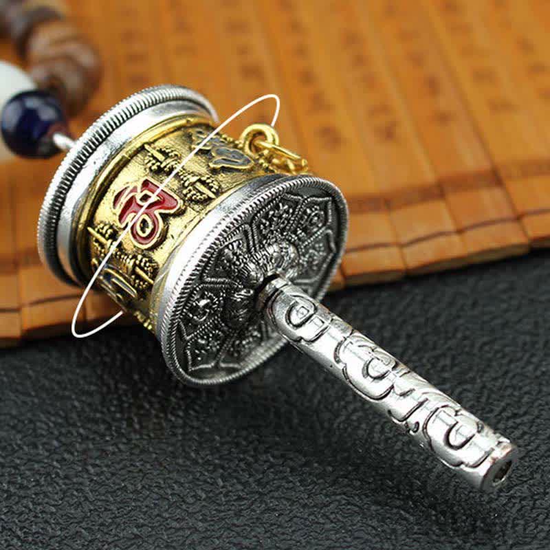 KarmaRipple's Tibetan Om Mani Padme Hum Prayer Wheel Rotation Vajra Wood Pendant Necklace p16