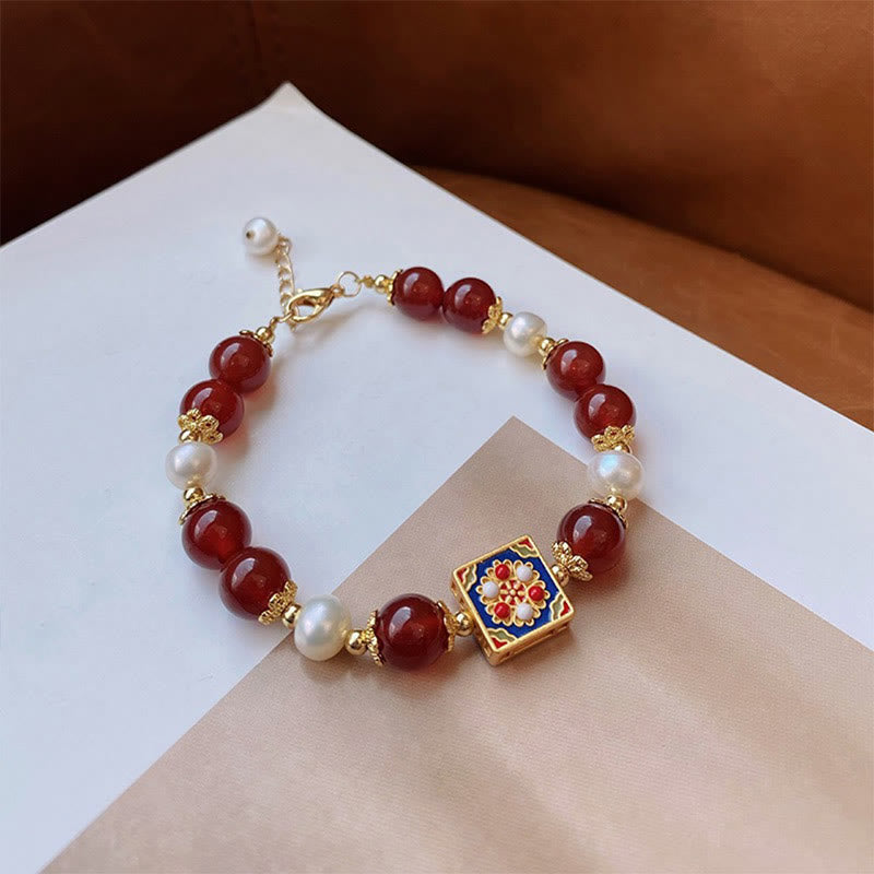 KarmaRipple's Red Agate Pearl Confidence Self-acceptance Bracelet p1