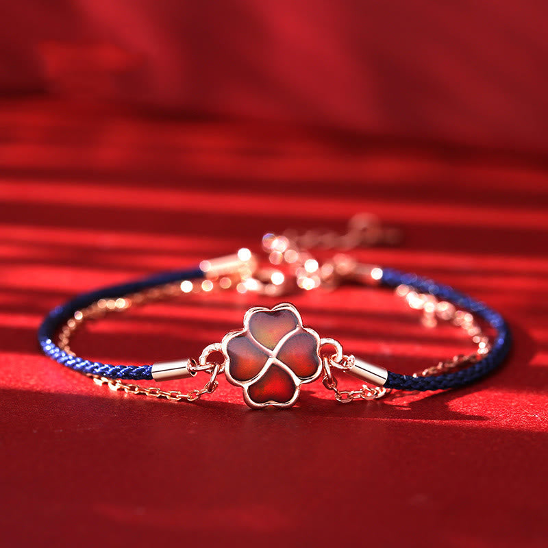 KarmaRipple's 925 Sterling Silver Color-changing Four Leaf Clover Fortune Protection Red String Bracelet p2