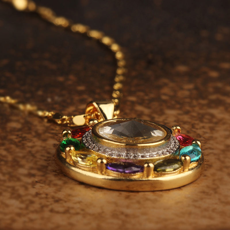 KarmaRipple's Colorful Zircon Bronze Wealth Fortune Rotation Bracelet Pendant Necklace p7
