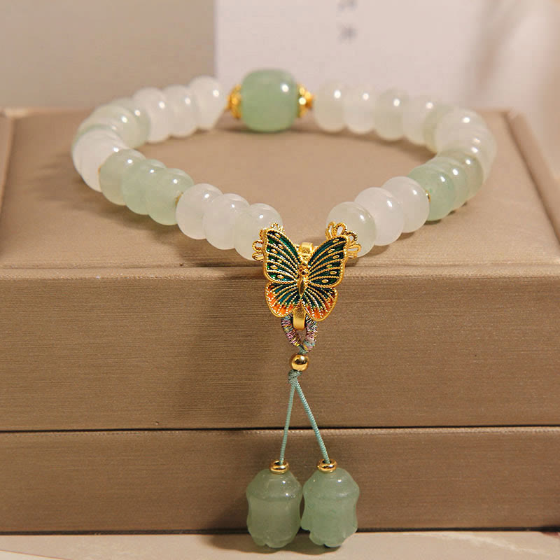 KarmaRipple's Authentic Tianshan Jade Abacus Beadwork Butterfly Prosperity Bracelet p1