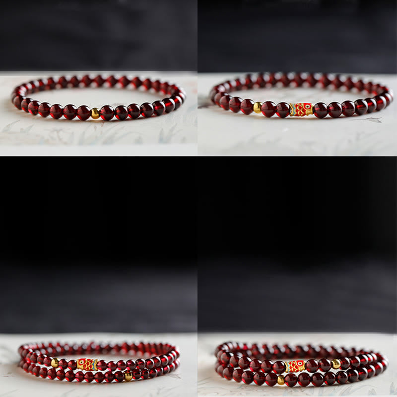 KarmaRipple's 999 Gold Koi Fish Authentic Garnet Protection Bracelet p17