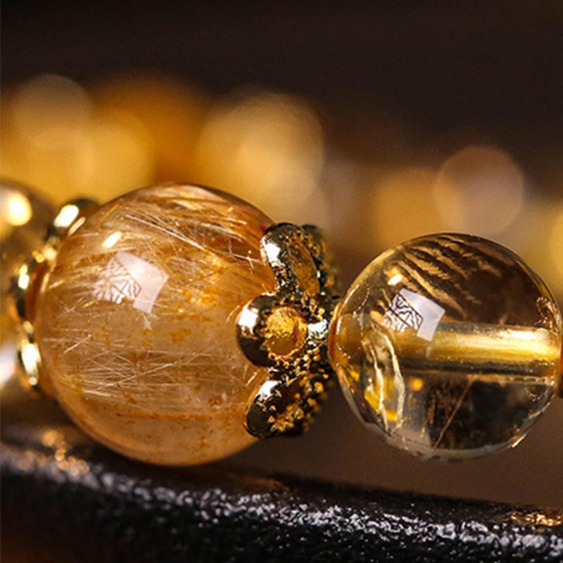 KarmaRipple's Authentic Citrine Amethyst Rutilated Quartz Prosperity Protection Bracelet p6