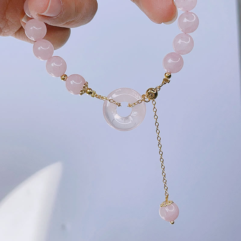 KarmaRipple's Authentic Pink Gemstone Peace Buckle Love Talisman Bracelet p3