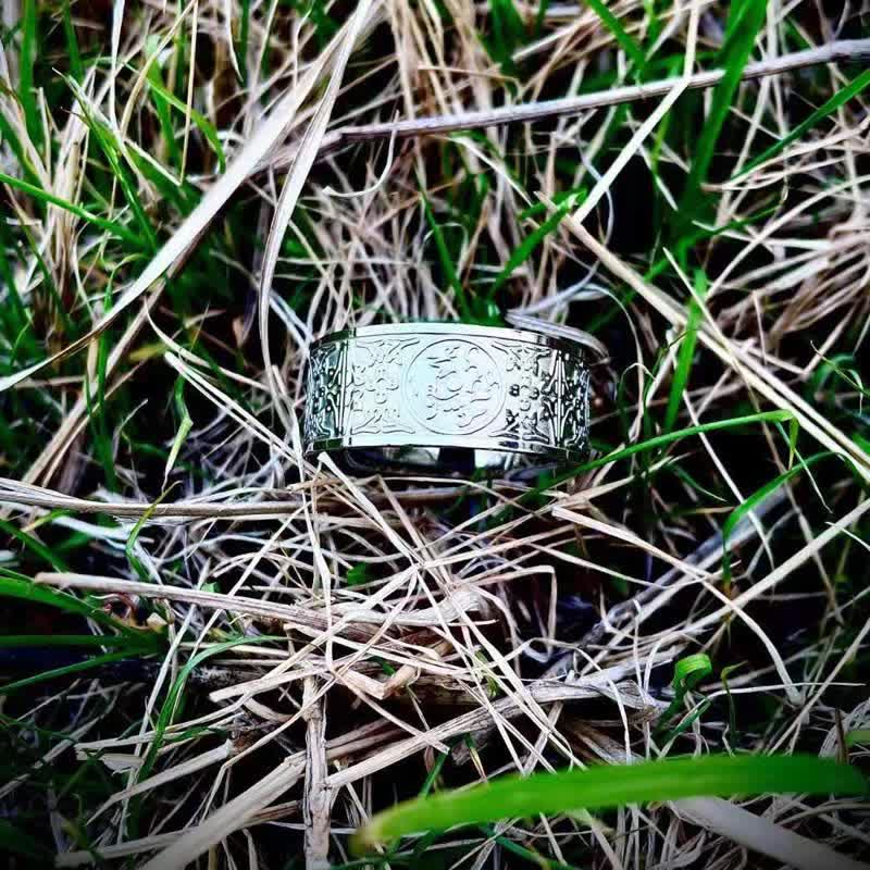 KarmaRipple's Four Guardian Beast Dragon Ivory Tiger Suzaku Basalt Carved Success Fortune Ring p17