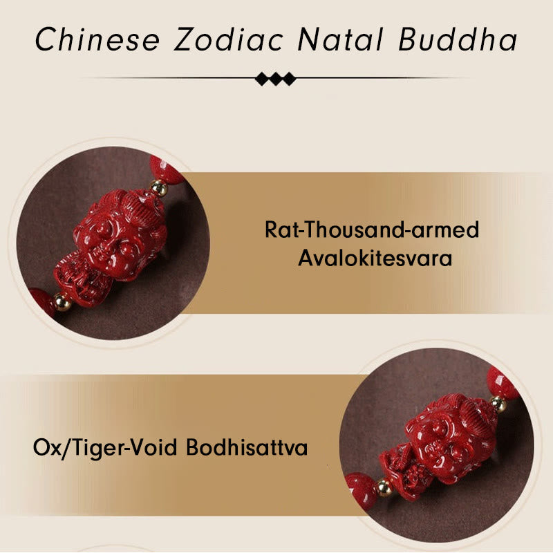KarmaRipple's Chinese Zodiac Natal Buddha Cinnabar Amulet Blessing String Bracelet p19