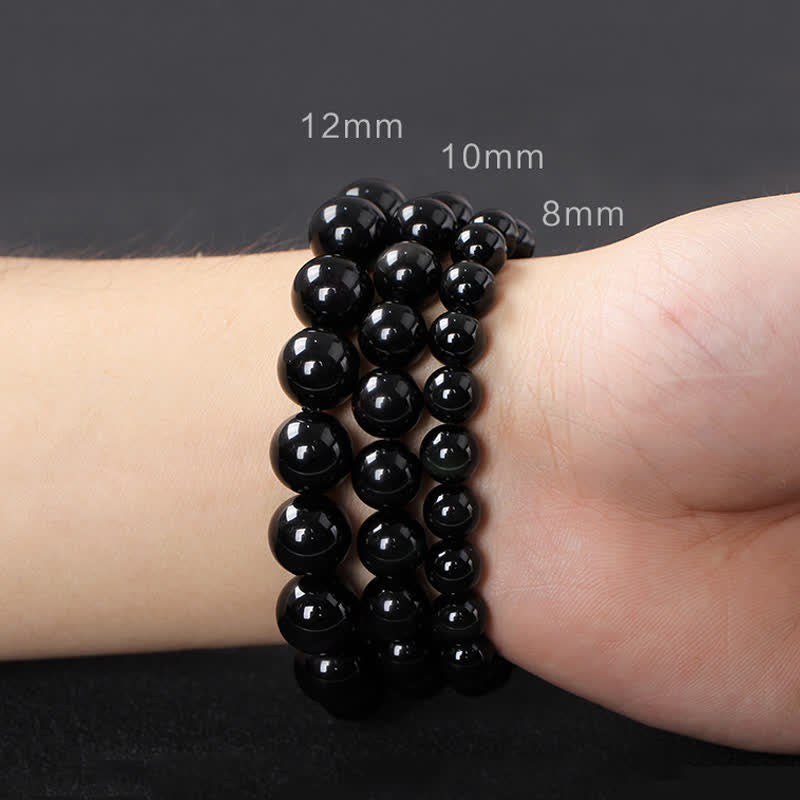 KarmaRipple's Black Obsidian Ebony Wood Red Tiger Eye Strength Pair Bracelet p22
