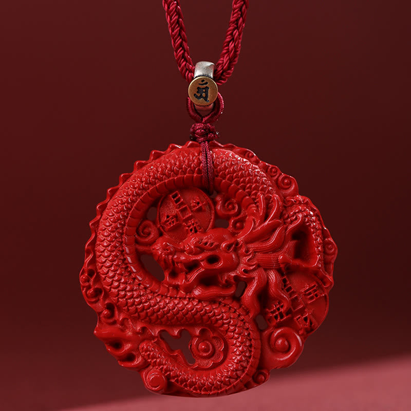 KarmaRipple's Year of the Dragon 925 Sterling Silver Authentic Cinnabar Bronze Coin Fortune Pendant Necklace p2
