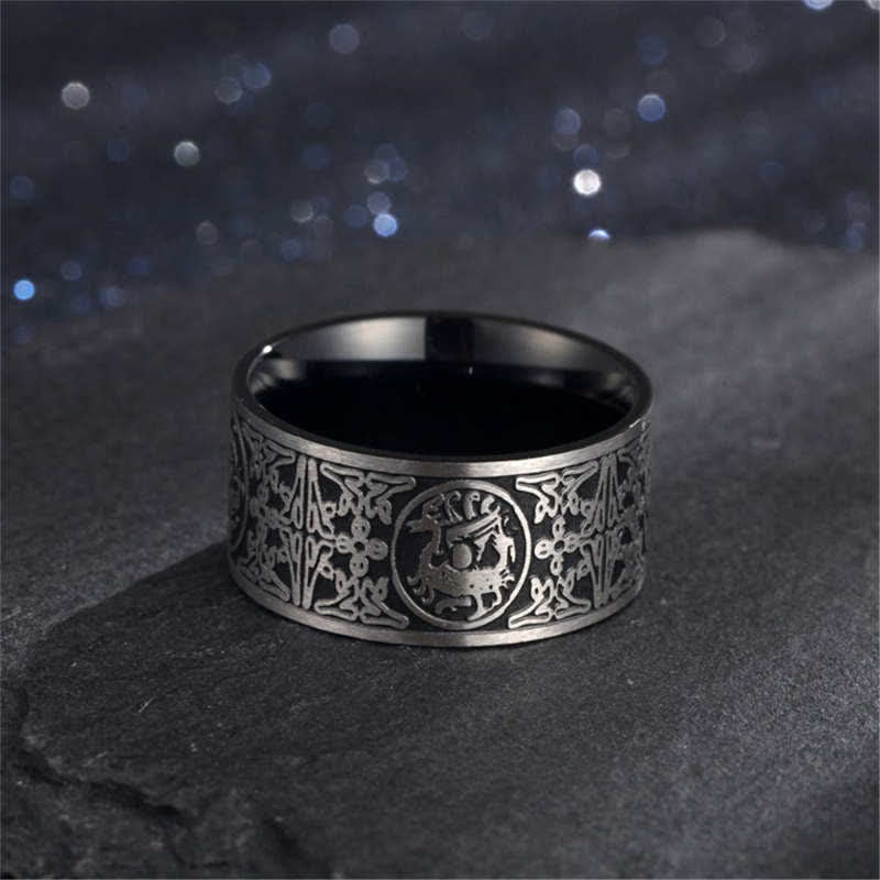KarmaRipple's Four Guardian Beast Dragon Ivory Tiger Suzaku Basalt Carved Success Fortune Ring p7