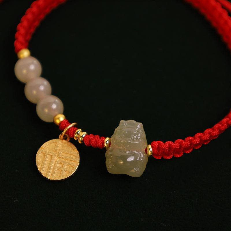 KarmaRipple's ???A Flash Sale- Year of the Dragon 925 Sterling Silver Hetian Jade Fu Character Fortune Bracelet p5