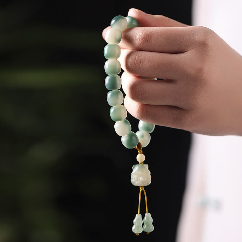 KarmaRipple's Gradient Bodhi Seed Nine Tailed Fox Cat Paw Claw Pine Cone Peace Bracelet p13
