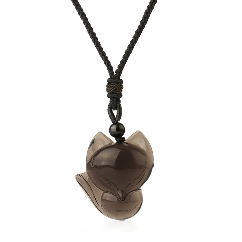 KarmaRipple's Authentic Black Obsidian Tiger Eye Ice Obsidian Fox Necklace Amulet Pendant p21