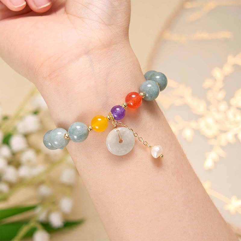 KarmaRipple's Jade Red Agate Peace Buckle Talisman Confidence Bracelet p16