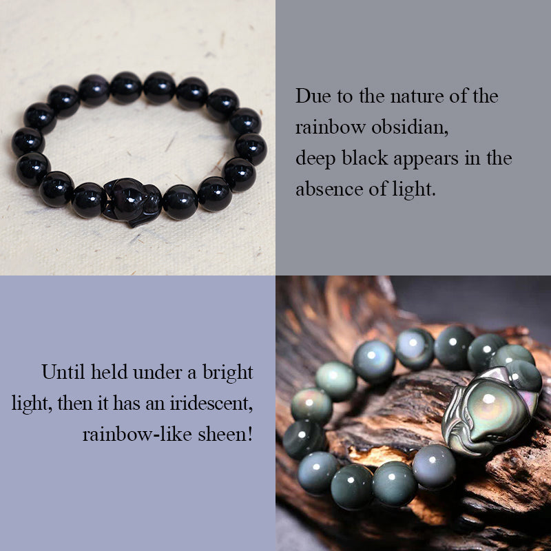KarmaRipple's Rainbow Obsidian Fox Balancing Positive Bracelet p7