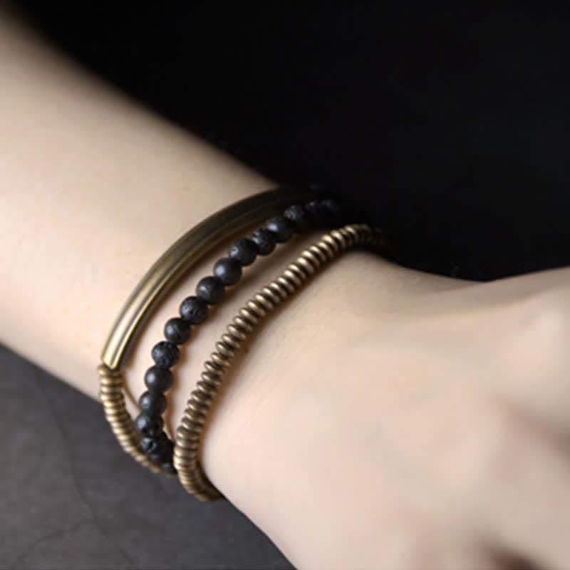 KarmaRipple's Vintage Lava Rock Bronze Support Bracelet p4