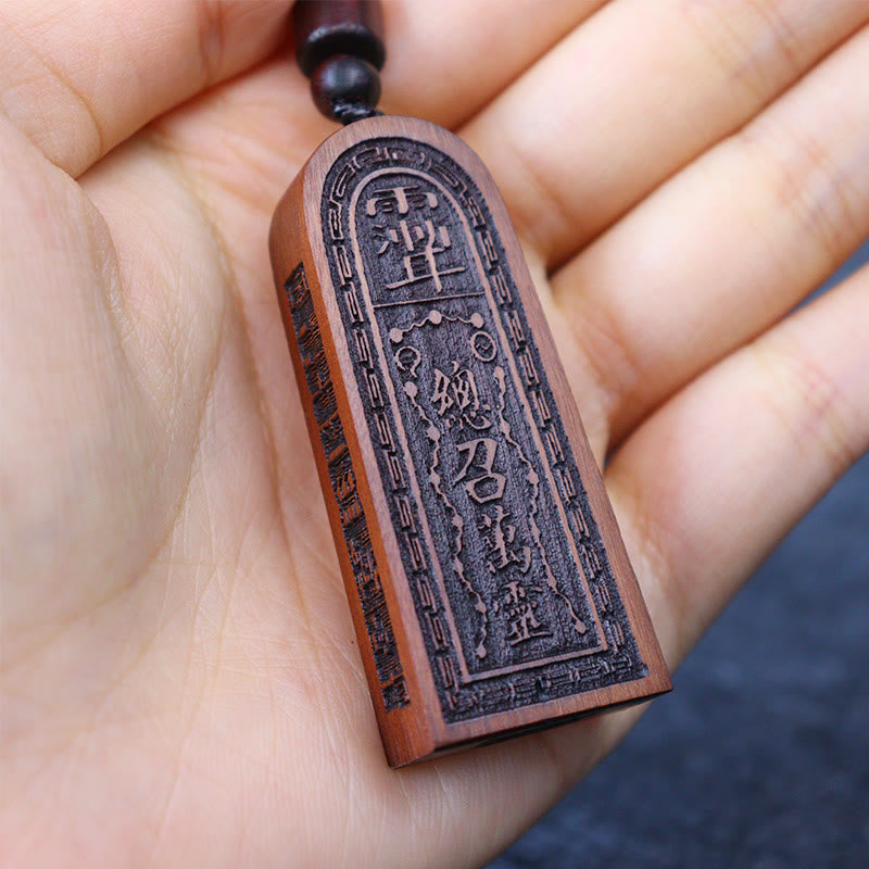 KarmaRipple's Lightning Struck Jujube Wood Taoist Five Thunder Order Fortune Protection Pendant Necklace p7