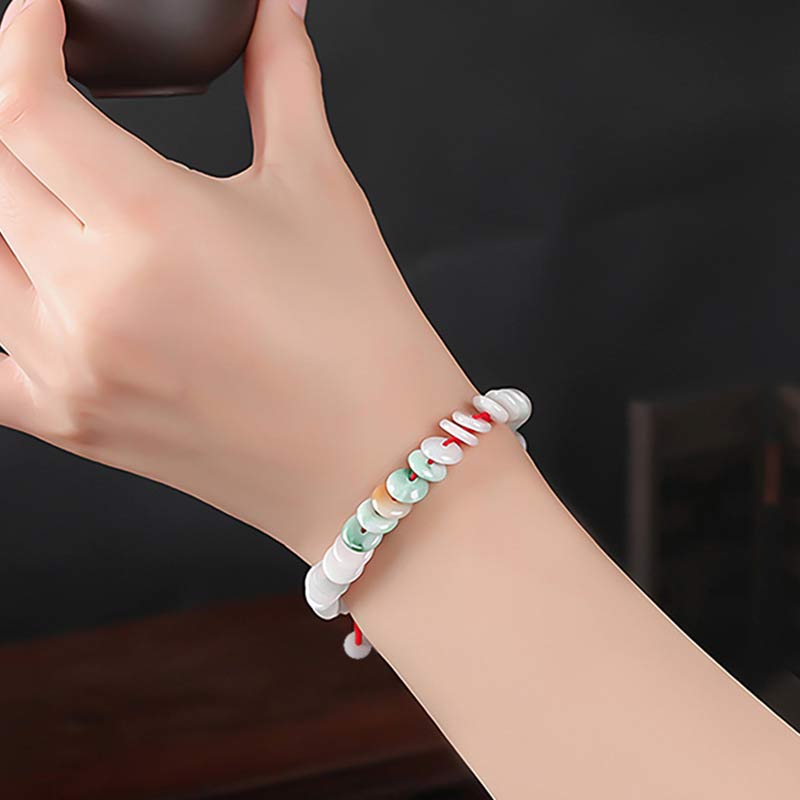 KarmaRipple's Round Jade Fortunate Red String Weave Bracelet p5