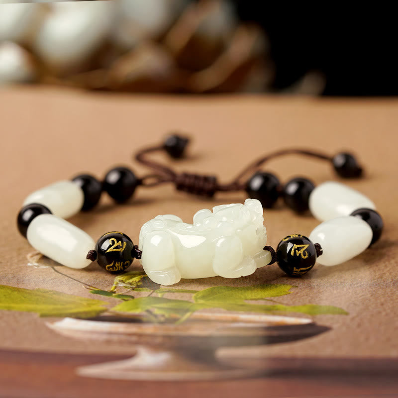 KarmaRipple's Authentic Hetian Ivory Jade PiXiu Wealth String Bracelet p4