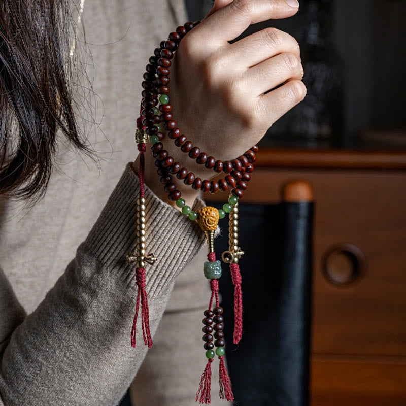 KarmaRipple's Authentic Tibet 108 Mala Beadwork Purple Bodhi Seed Hetian Cyan Jade Bronze Dorje Peace Bracelet p3