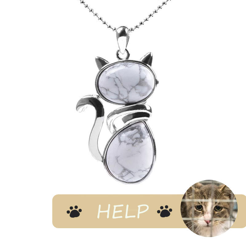 KarmaRipple's "Save A Cat" Cute Cat Pattern Authentic Gemstone Protection Cat-Loving Necklace Pendant p6