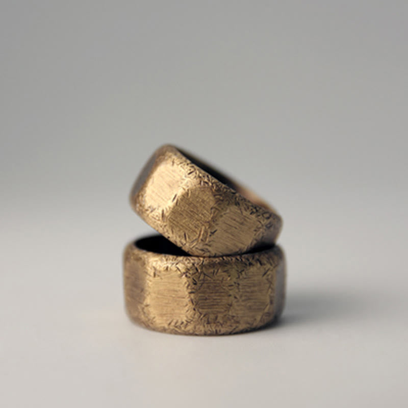 KarmaRipple's Tibetan Simple Design Bronze Brass Frosted Wealth Ring p10