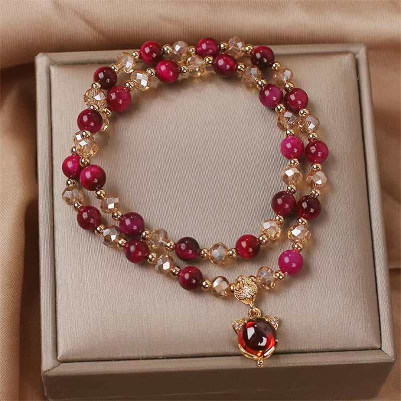 KarmaRipple's Red Tiger Eye Fox Protection Double Wrap Bracelet p2