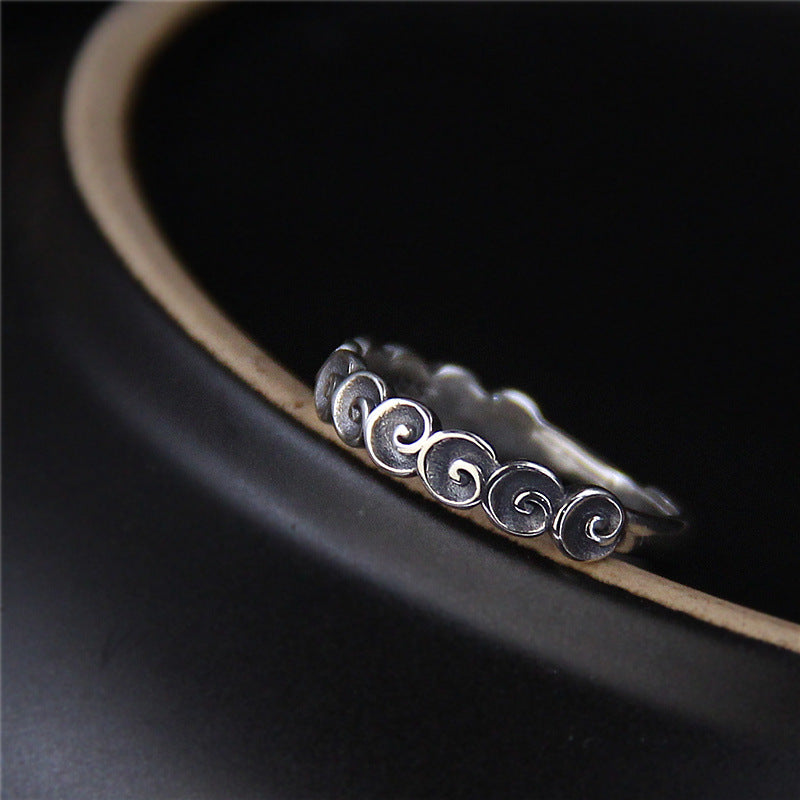 KarmaRipple's 925 Sterling Silver Auspicious Clouds Engraved Ring p2