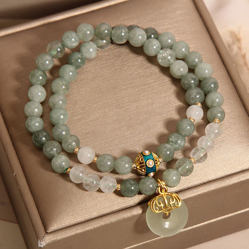 KarmaRipple's Green Aventurine Peace Buckle Talisman Fortune Double Wrap Bracelet p4