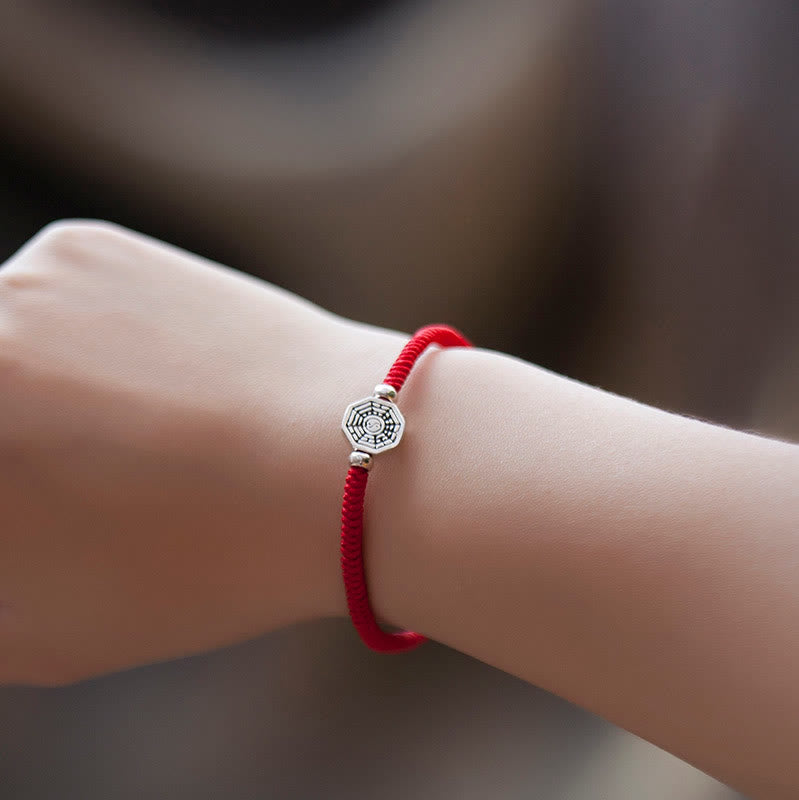 KarmaRipple's 925 Sterling Silver Yin Yang Bagua Symbol Cinnabar String Concentration Bracelet p5