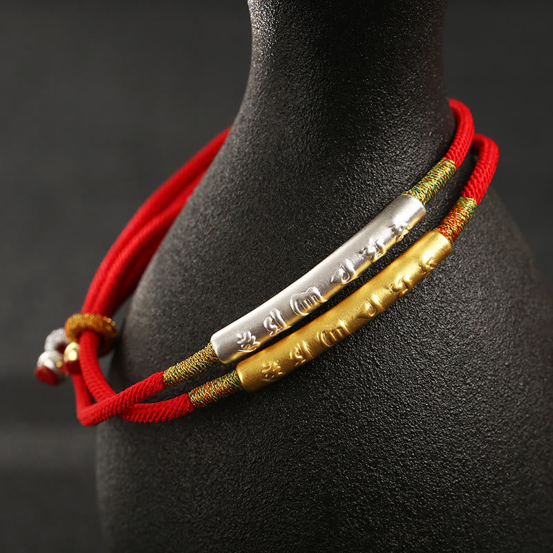 KarmaRipple's Tibetan Buddhist Handmade Mani Mantra Fortunate Red String Bracelet p3