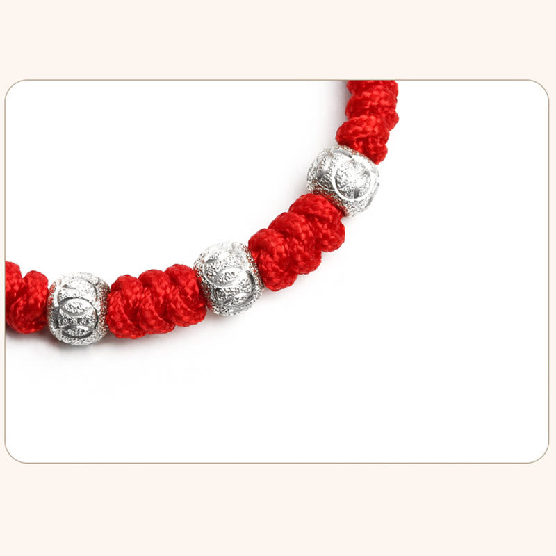 KarmaRipple's 925 Sterling Silver King Kong Weave Multicolored Red String Strength Handmade Woven Kids Child Bracelet p10