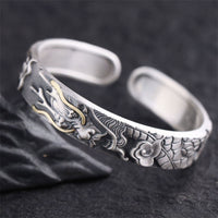 KarmaRipple's 999 Sterling Silver Dragon Strength Protection Bracelet Bangle