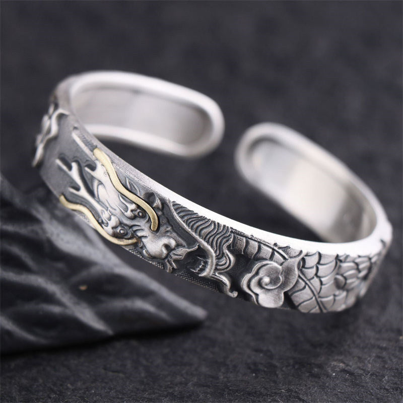 KarmaRipple's 999 Sterling Silver Dragon Strength Protection Bracelet Bangle p8
