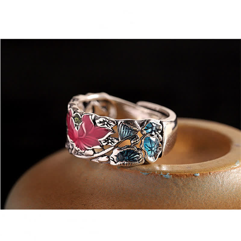 KarmaRipple's 925 Sterling Silver Lotus Koi Fish Enlightenment Ring p6