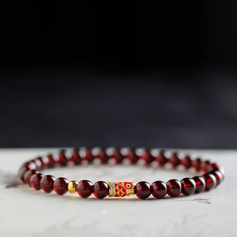 KarmaRipple's 999 Gold Koi Fish Authentic Garnet Protection Bracelet p5