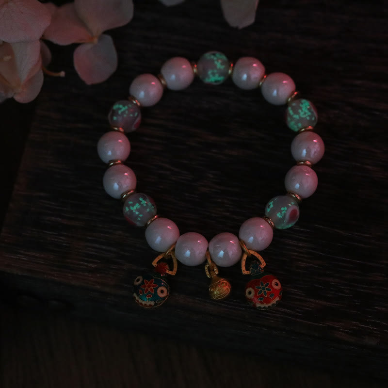 KarmaRipple's Gold Swallowing Beast Family Talisman Liuli Glass Colorful Porcelain Bead Fortune Bracelet p10
