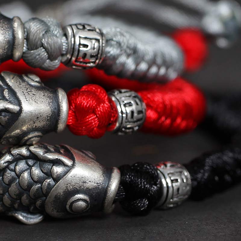 KarmaRipple's Silver Fortune Koi Fish Woven String Bracelet p10